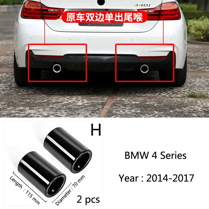 For BMW F10 F20 F30 F32 F34 F36 F48 Car Exhaust Muffler Tip Stainless Steel Pipe Chrome Trim Modified Car Rear Tail Throat Liner