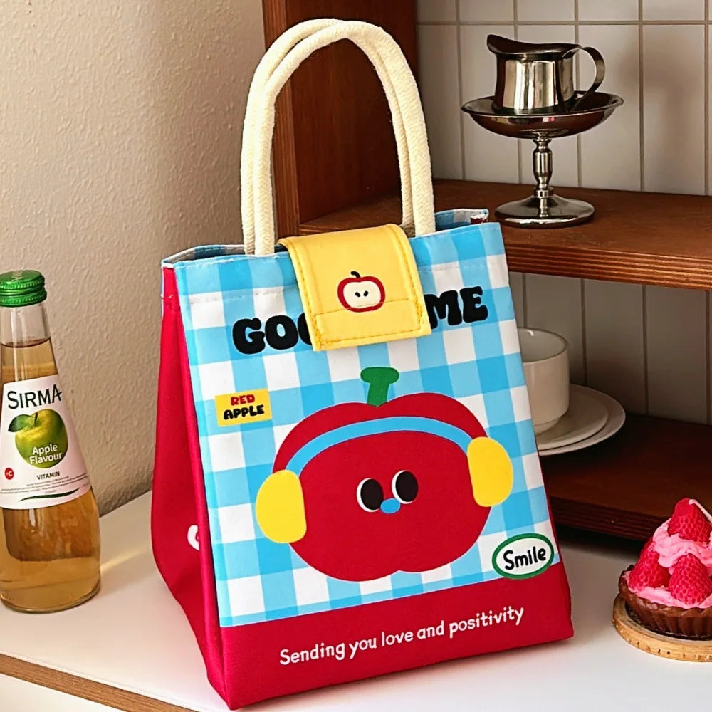 Cute Bento Bag For Office Workers Large Capacity Tote Bag Cartoon Insulated Fresh-Keeping Bag Student Lunch Box Bag