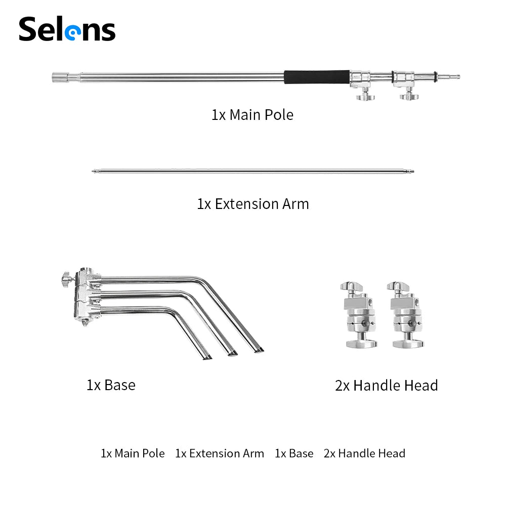 Selens 330cm C-Stand Rotatable Anti-slip Stainless Steel Light Stand Backdrop Tripod Photo Studio Kits Softbox Photography Stand