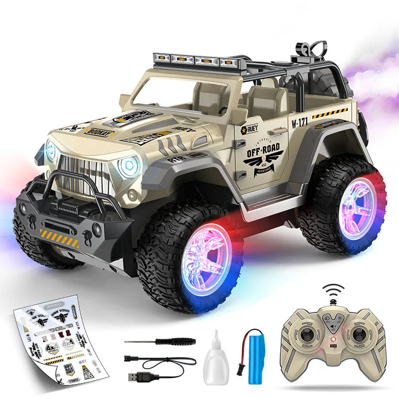 1:16 Pink remote control car DIY stickers music light spray off-road toy car Christmas gift