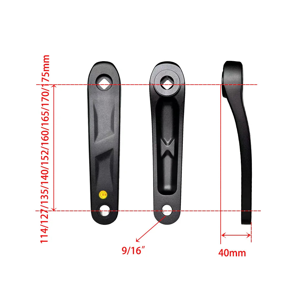 E-Bike Crank Arm Set Alloy Square Taper Hole Exercise Bike Dynamic Crankset 114/127/135/140/152/160/165/170/175 Bicycle Parts