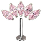 ASTM F136 Titanium EAR PIERC 5 Marquise Zircon Paved Top Threaded Labret Studs Tragus Pircing Earrings Lip studs Body Jewelry