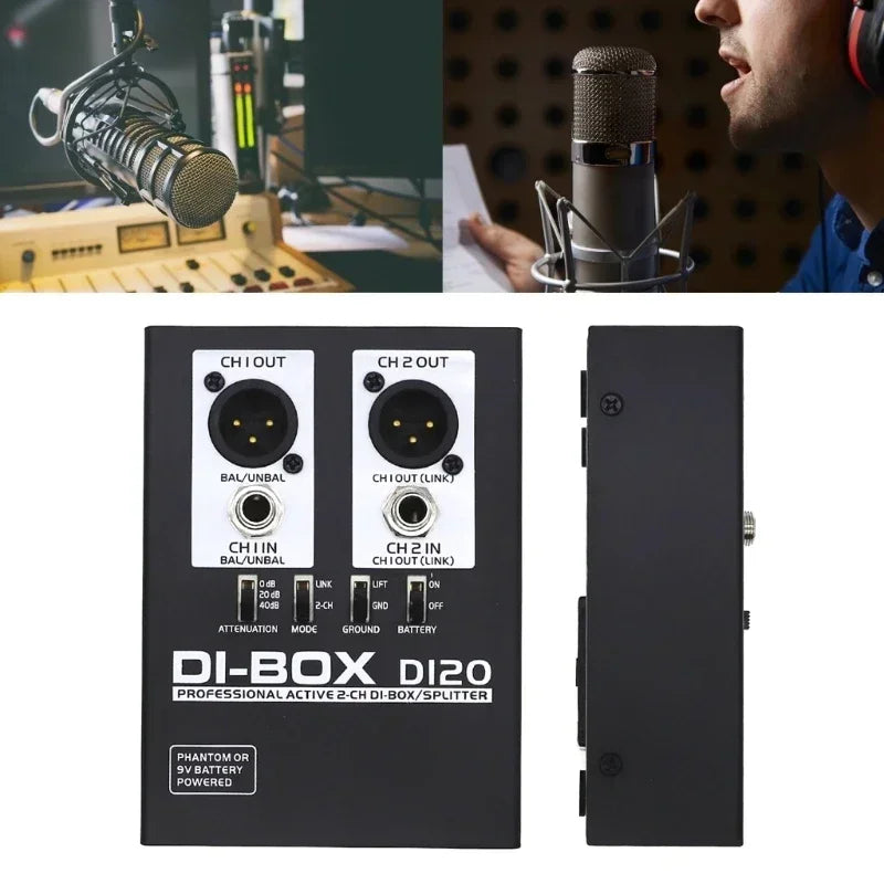 Professional DI 2 channel Audio DI Box Passive DIRECT BOX Low Noise Guitar Bass DI 1 Channel Audio Converter caja directa activa