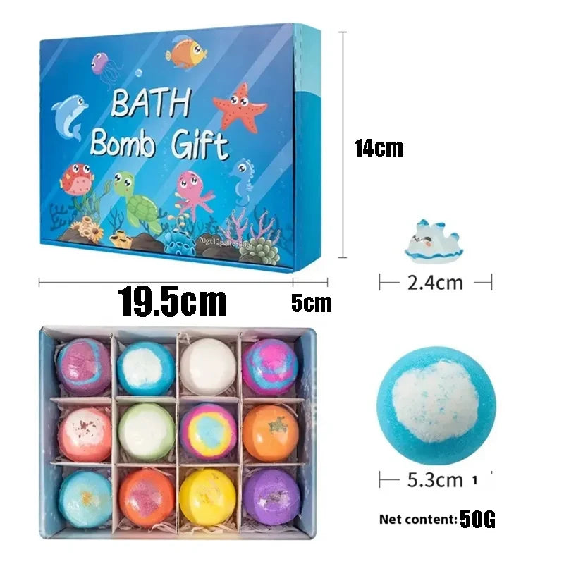 Children’s 12-Piece Bath Salts Gift Set with Hidden Toys Organic Safe Ocean Bubble Bath Perfect for Sensory Play Bathtime Fun
