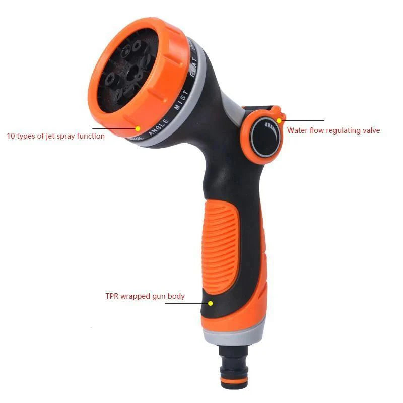 High Pressure 10 Modes Watering Gun Garden Sprayer Irrigation Water Nozzle Plants Yard Watering Washing Car Sprinkler Tool