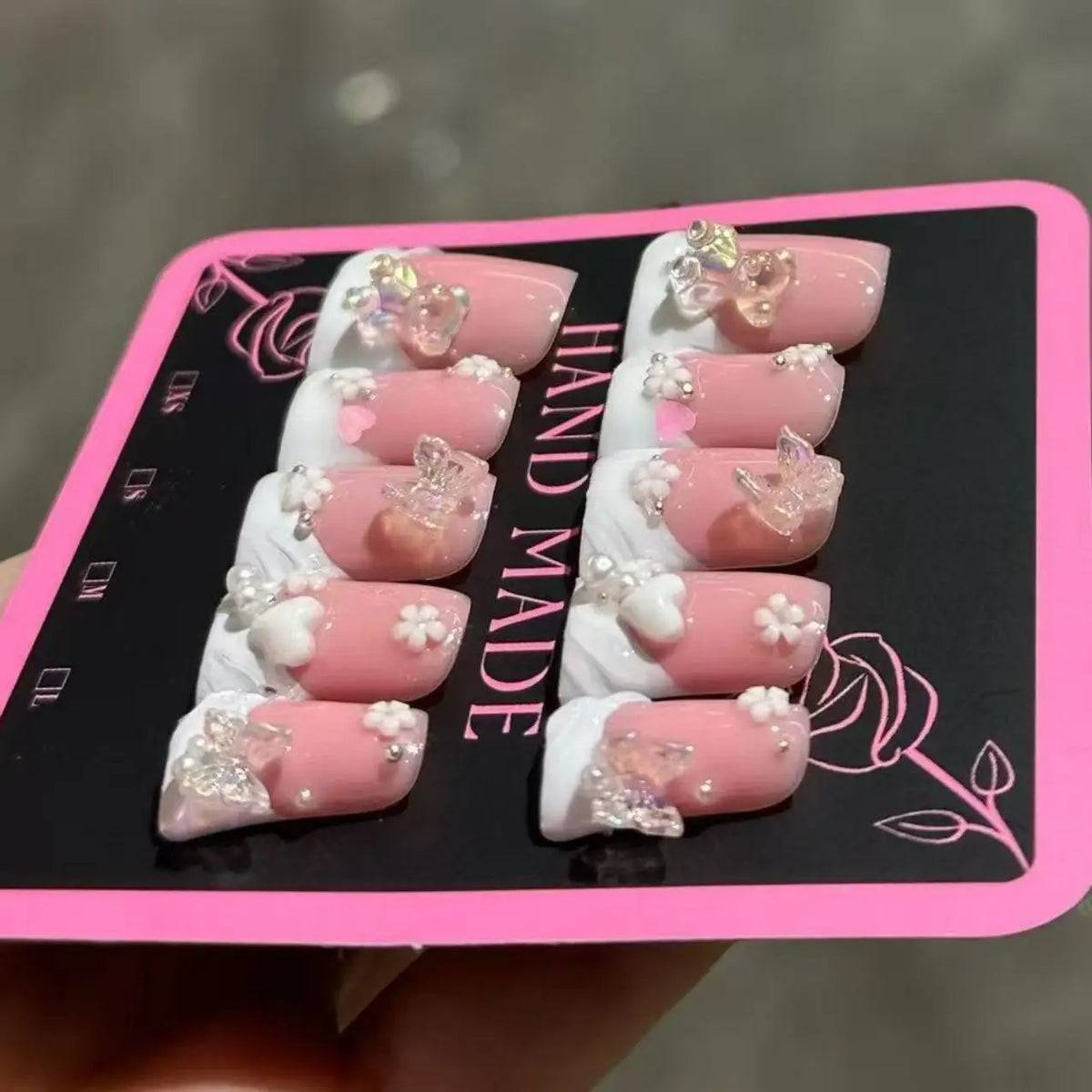 10pcs high-end Sweet and girlish style, hand-painted three-dimensional carved, butterfly, heart, little bear, sparkling dot