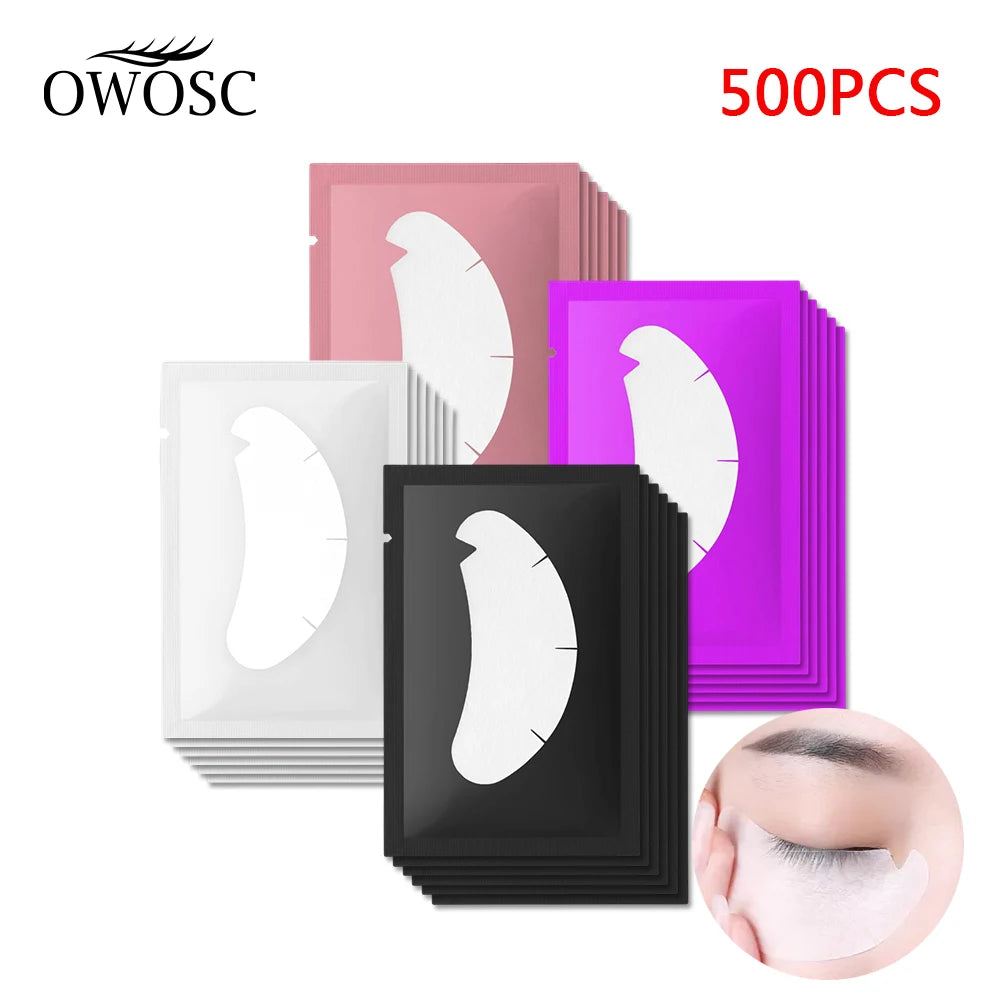 OWOSC Hydrogel Under Eye Patches for Eyelash Extension, V-Shape, 500 Pairs, Color Options