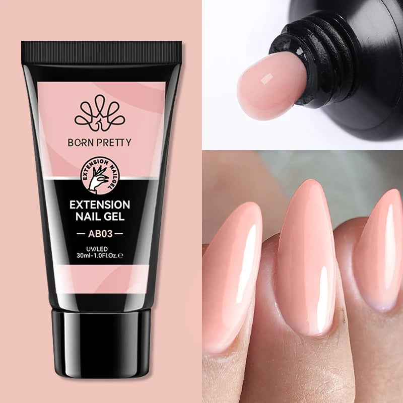 BORN PRETTY Acrylic Gel For Manicure Crystal 30ml Nail Gel Polish For Extension False Nail Tips Quick Building Hybrid Varnish