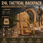24L Tactical Backpack with Molle Webbing, Unisex Outdoor Hiking Camping Travel Daypack