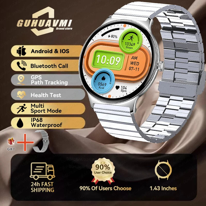 2025 New Smart Watch For Women Gift 1.43 Inch Full Touch Screen Sports Fitness Watches Bluetooth Calls Digital Smartwatch Ladies