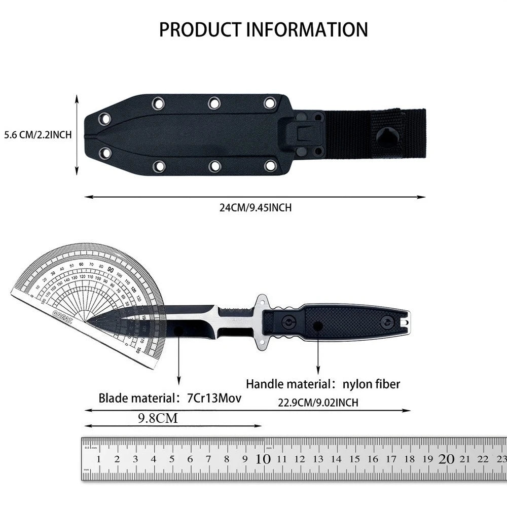 Multi-Purpose Hunting Straight Knife Full Tang Fixed Blade Knives 7Cr13Mov Steel Nylon Fiber Handle Outdoor EDC Utility Knives