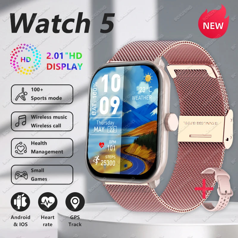2026GPS Track Smart Watch 2.01-Inch Ultra HD AMOLED Screen IP68 Waterproof Sports Heart Rate Monitor Bluetooth Call Smartwatches
