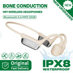 IPX8 True Waterproof Bluetooth 5.4 Swimming Diving Bone Conduction Headphone 32GB MP3 Player Summer Sports Cycling Music Headset