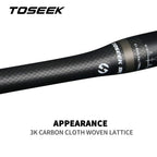 TOSEEK TM10 Grey Matte 3K Carbon Fibre Bike Handlebar MTB Bicycle Handlebars 31.8mm Rise or Flat Handlebar 580mm - 760mm