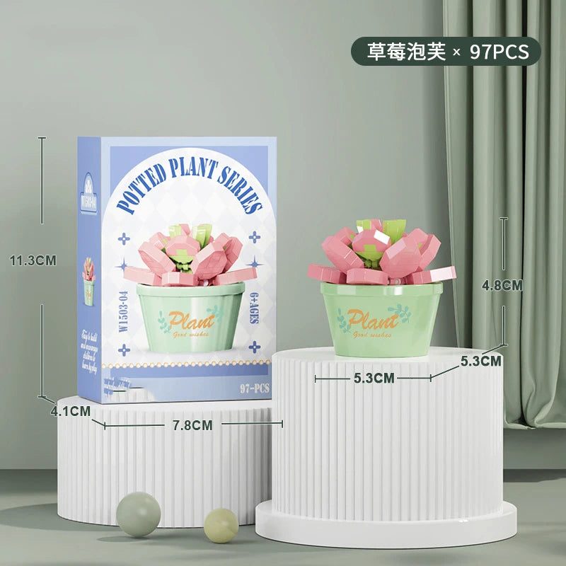 Flower Bouquet Mini Particle Building Blocks Flower Kit 3D DIY Creative Plants Micro Bricks for Home Decor Girl Gift Adults Kids