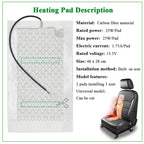 Universal Max 100W  Built-in Car Seat Heater Kit  Fit 2 Seats with 12V Carbon Fiber Heating Pads 3 Levels Control Switch System