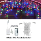 3.5M-40M LED Icicle Curtain String Fairy Lights Garland Outdoor Christmas Lights New Year Birthday Wedding Street Holiday Decor