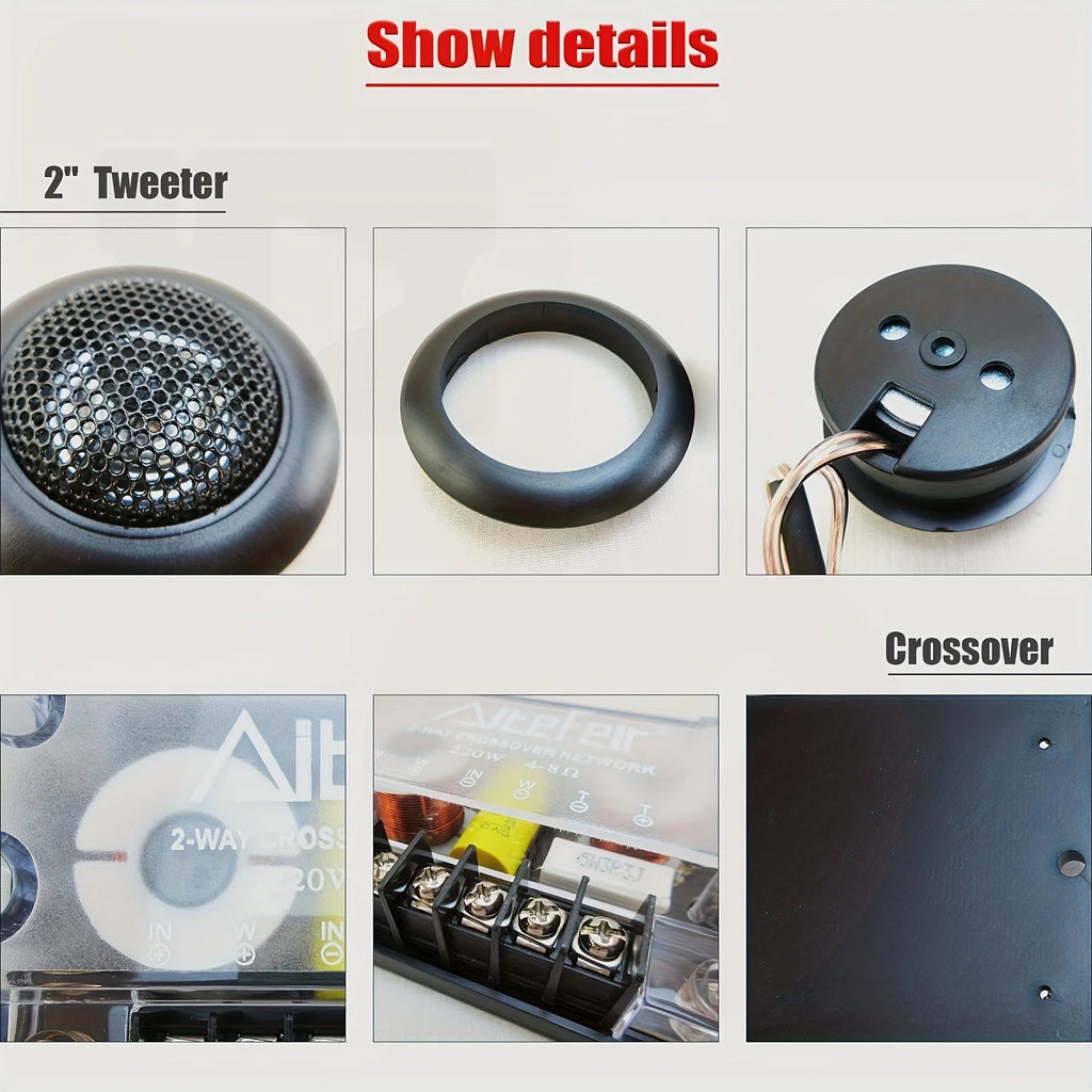 Universal 6.5 Inch Car Audio Upgrade Kit - 2-Way 440W Coaxial Speakers with Passive Crossover, Quick-Connect Terminals for Most Vehicles 2005+