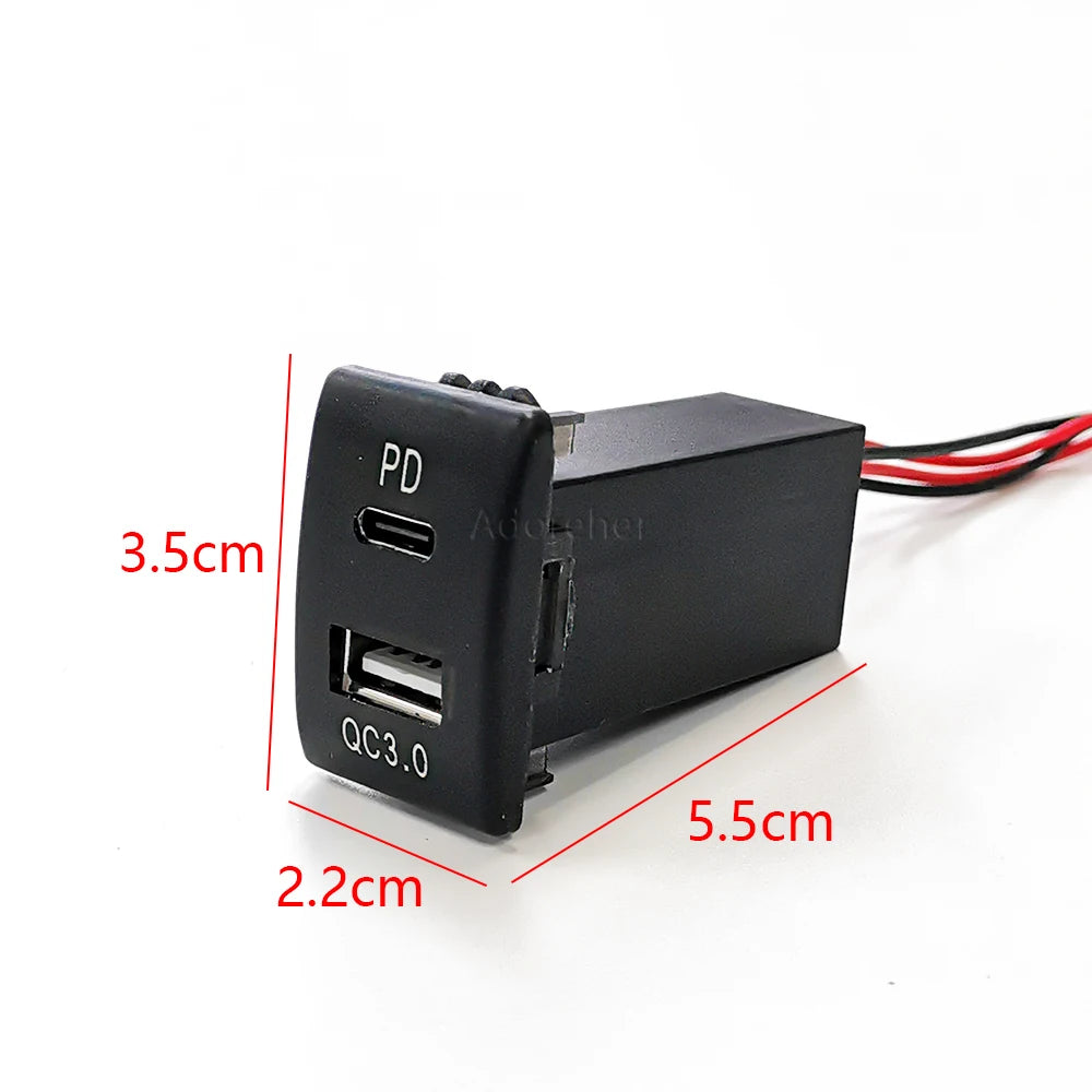 Fit For Suzuki Swift Accessories Modified Car Quick Charger Dual QC3.0 PD Phone Charger Interface Socket Adapter