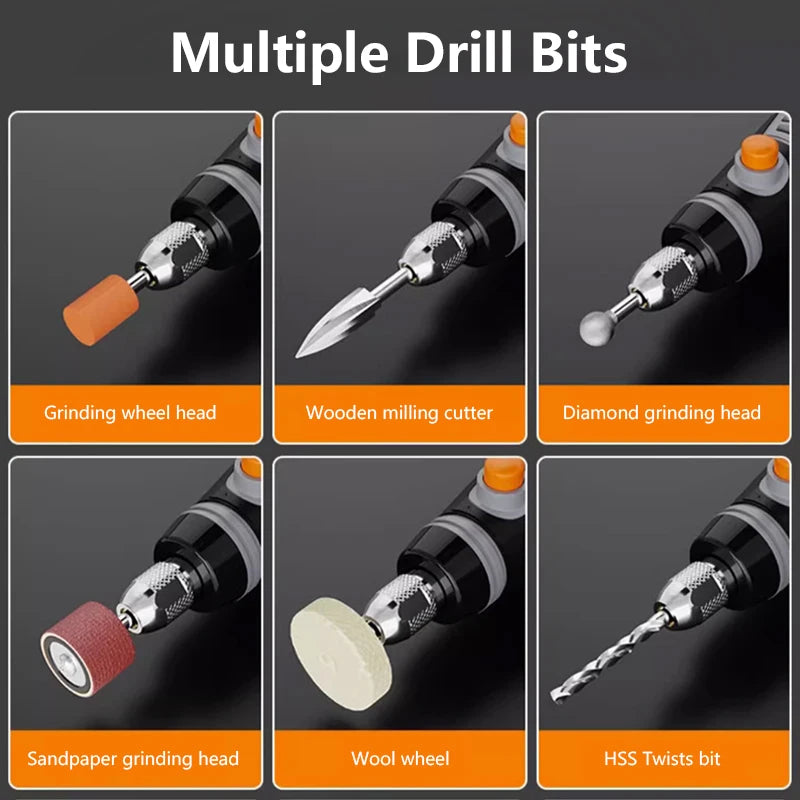 8500r-21000rpm USB Cordless Rotary Tool Dremel Mini Drill Engraving Pen Electric Mini Wireless Drill Accessories DIY Set