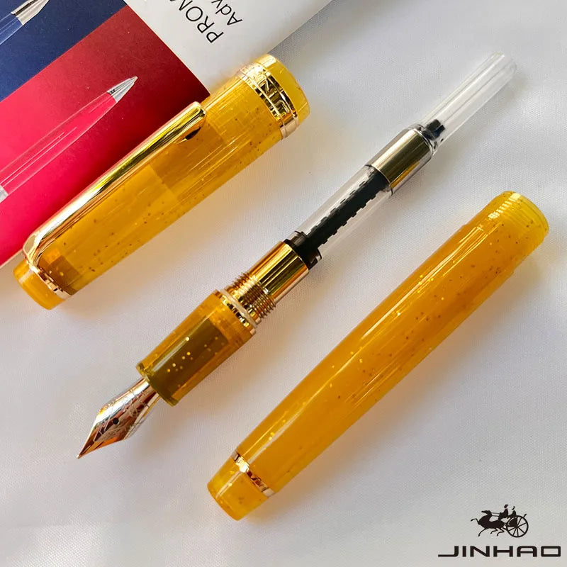 Jinhao 82 Fountain Pen Golden Clip EF/F/M Nib Acrylic Ink Pen Luxury Writing Pens for Stationery Business Office School Supplies