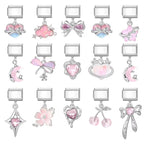 2025 New Sweet Pink Zircon Heart Bows Cherry Moon Star DIY Making Bracelet Women Men Stainless Steel 9mm Italian Charm Links Fit