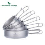 Boundless Voyage Titanium Bowls Dishes Set with Folding Handle Outdoor Camping Portable Plate Saucers Tableware 5 Packed Ti1096T