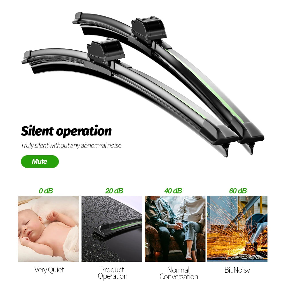 Front wiper blades set 26in + 21in for Peugeot Boxer/Fiat Ducato 2006-2013 LHD, black