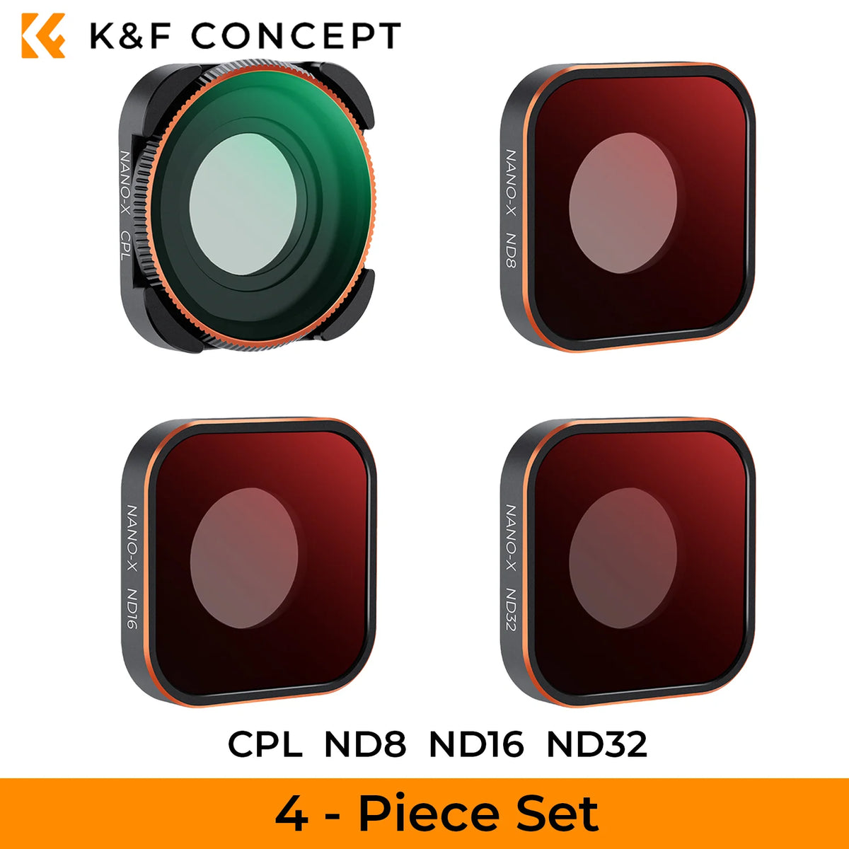 K&F CONCEPT ND2-32 32-512 CPL UV ND4 ND8 ND16 ND64 ND1000 Filter Kit for GoPro HERO 13 12 11 10 Black Action Camera Waterproof