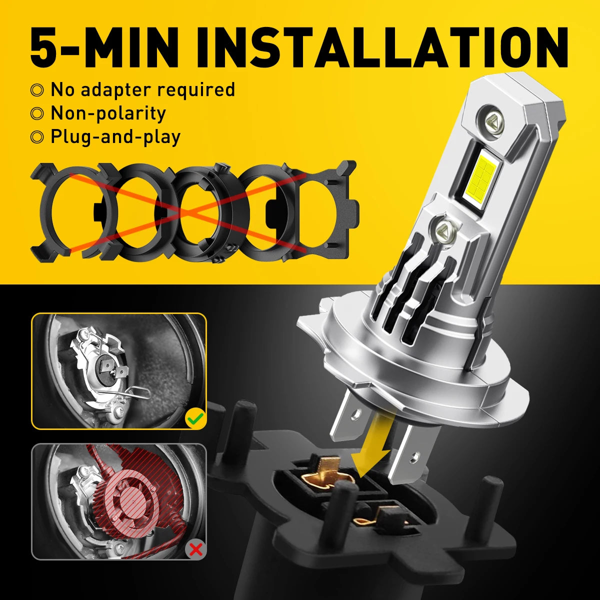 2Pcs Q16 H7 LED Canbus 100W High Power For Peugeot 308 Renault Clio VW Golf 6500K 12V Spotlight Head Hi/Lo Beam Ampoule H7 Turbo