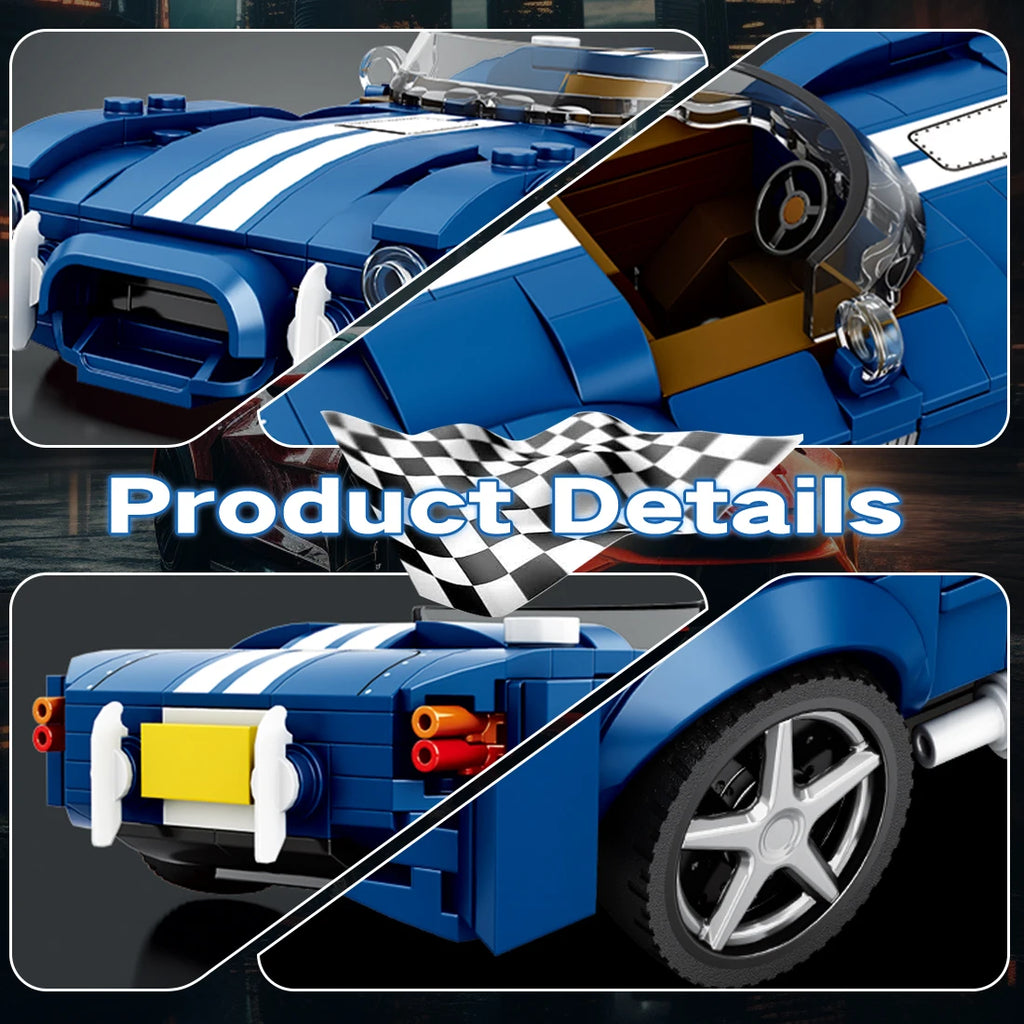312PCS Blue Sport Car Building Block Set Creative City Vehicle Diy Car Model Bricks Desktop Display Toys For Kids Holiday Gifts