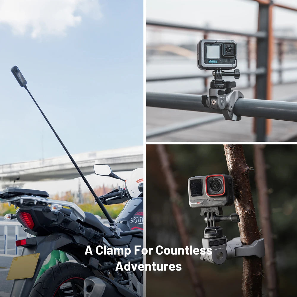 PGYTECH Super Clamp Mount 17-37mm with 1/4" screw adapter for bike/vehicle camera