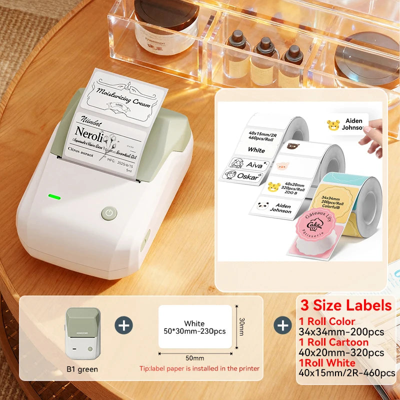 NIIMBOT B1 Bluetooth thermal label printer 2 inch portable sticker maker with tapes