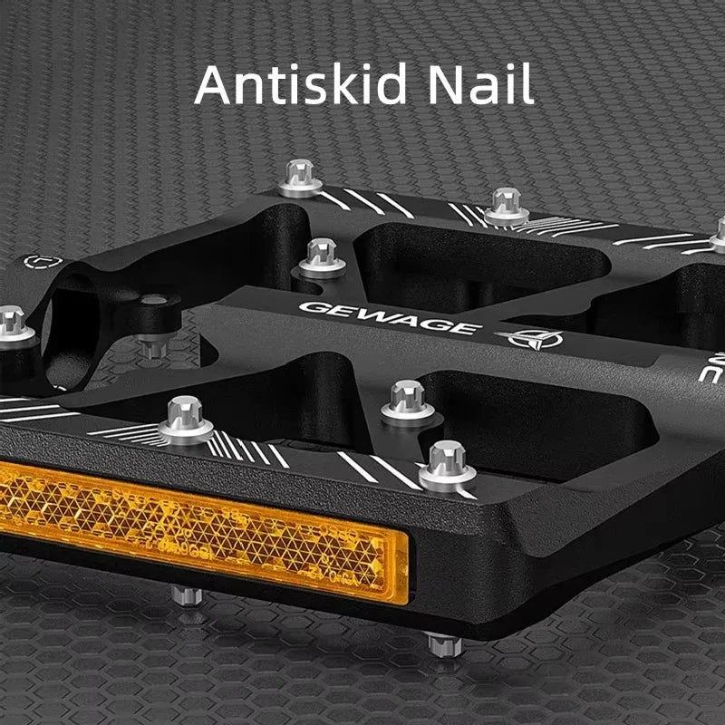 GEWAGE CNC Aluminum Alloy Bicycle Pedals Reflectors MTB Road Bike Pedals Non-Slip Cycle Pedals Platform Cycling Accessory