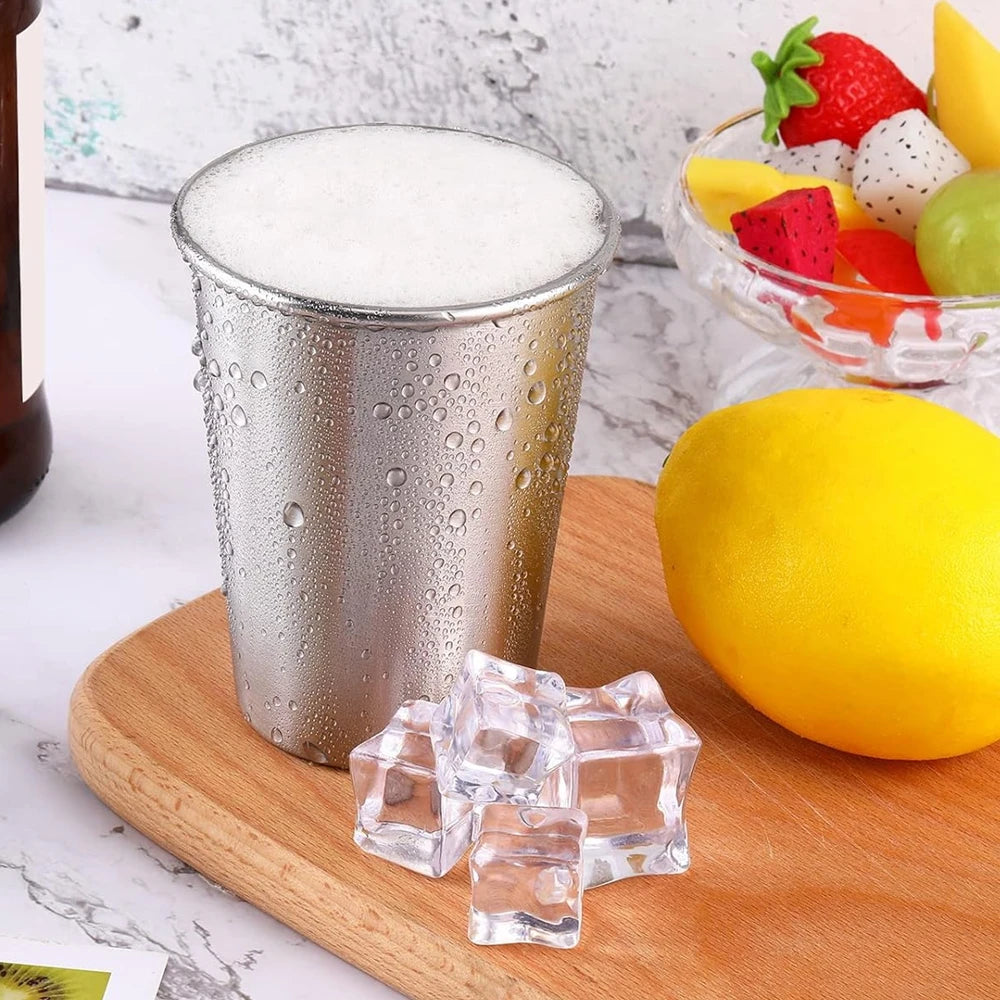 5 Pieces Stainless Steel Cups Pint Cup Tumbler Metal Cups Stackable Cup Metal Drinking Glasses for Home Camping Bar 350ML 260ML