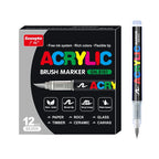 12/24/36 Colors Acrylic Marker Pens Waterproof Pen Soft brush Nib Student Art For Glass Stone Metal Glass Wood Plasctic Paper