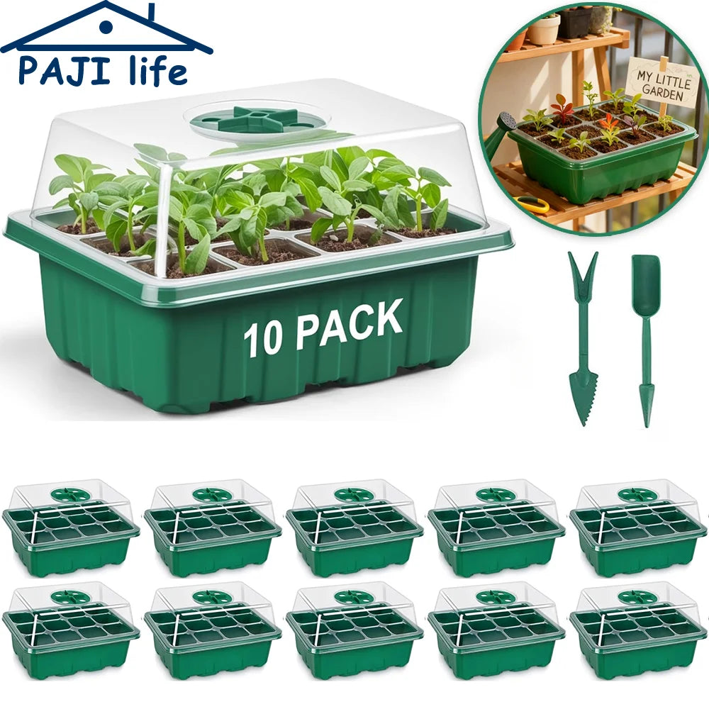 10Pcs Seed Starter Tray Mini Greenhouse Germination Kit with Humidity Dome Plant Seedling Growing Tray with Base Propagation Kit