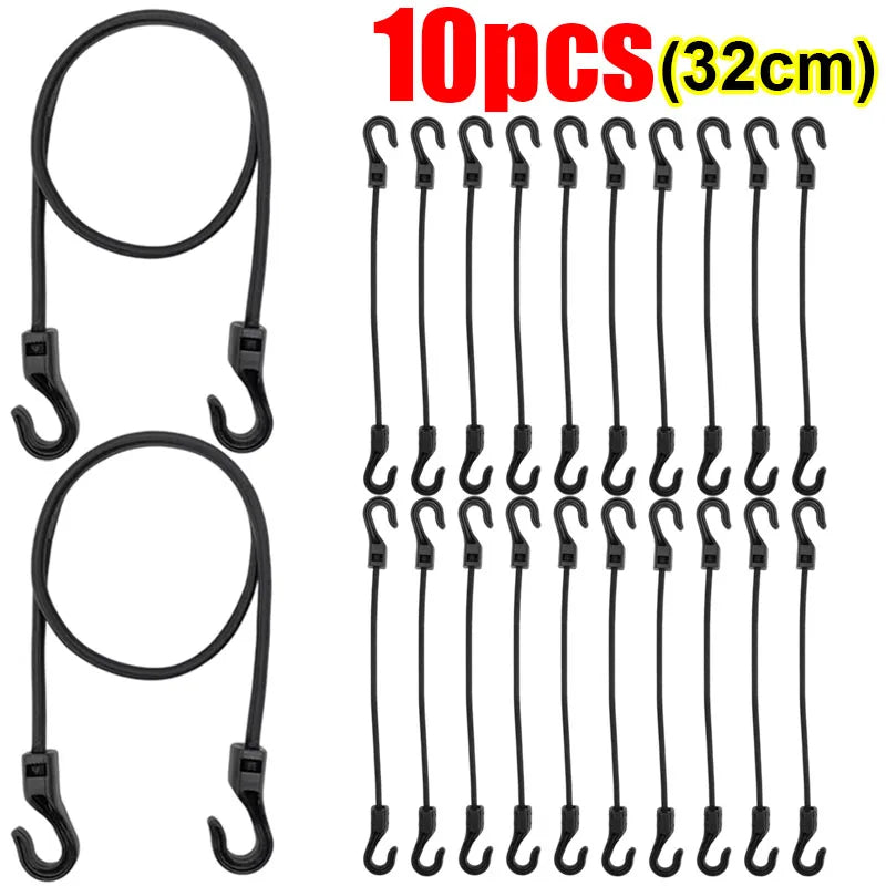 20/1pcs 32cm Strechable Bungee Cord with Hook Versatile Elastic Rubber Rope Cycling Luggage Binding Ropes Camping Accessories