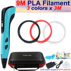 New Children's 3D Pen 3D Printing Pen with LCD Screen 200M PLA and Power Adapter Travel Case Christmas Birthday Gift for Kids