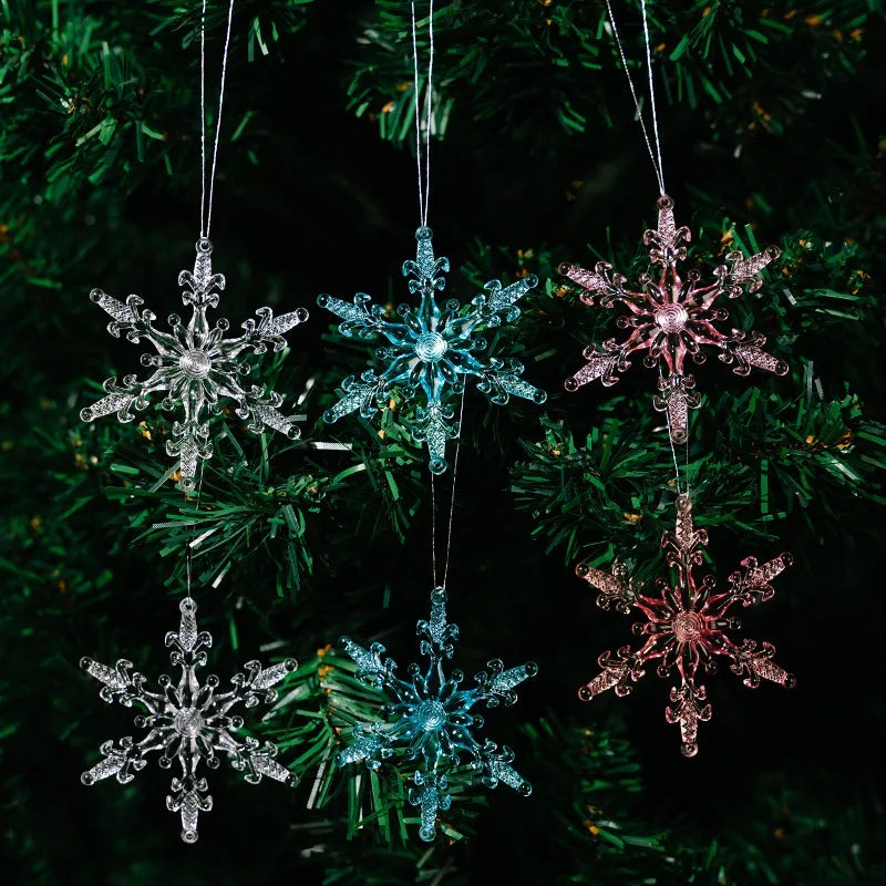 Transparent Acrylic Icicle Christmas Ornaments Xmas Tree Hanging Pendant Crystal Twisted Icicle Snowflake Home Party Decoration