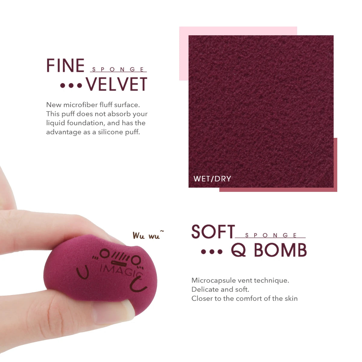 IMAGIC 10PCS/KIT Makeup Sponge Soft For Foundation Concealer Cream Wholesale Healthy Latex Smooth Wet And Dry Women Makeup Tool