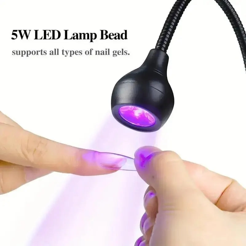 Portable LED Nail Dryer Lamp with Clip for Gel Polish, Black or Silver