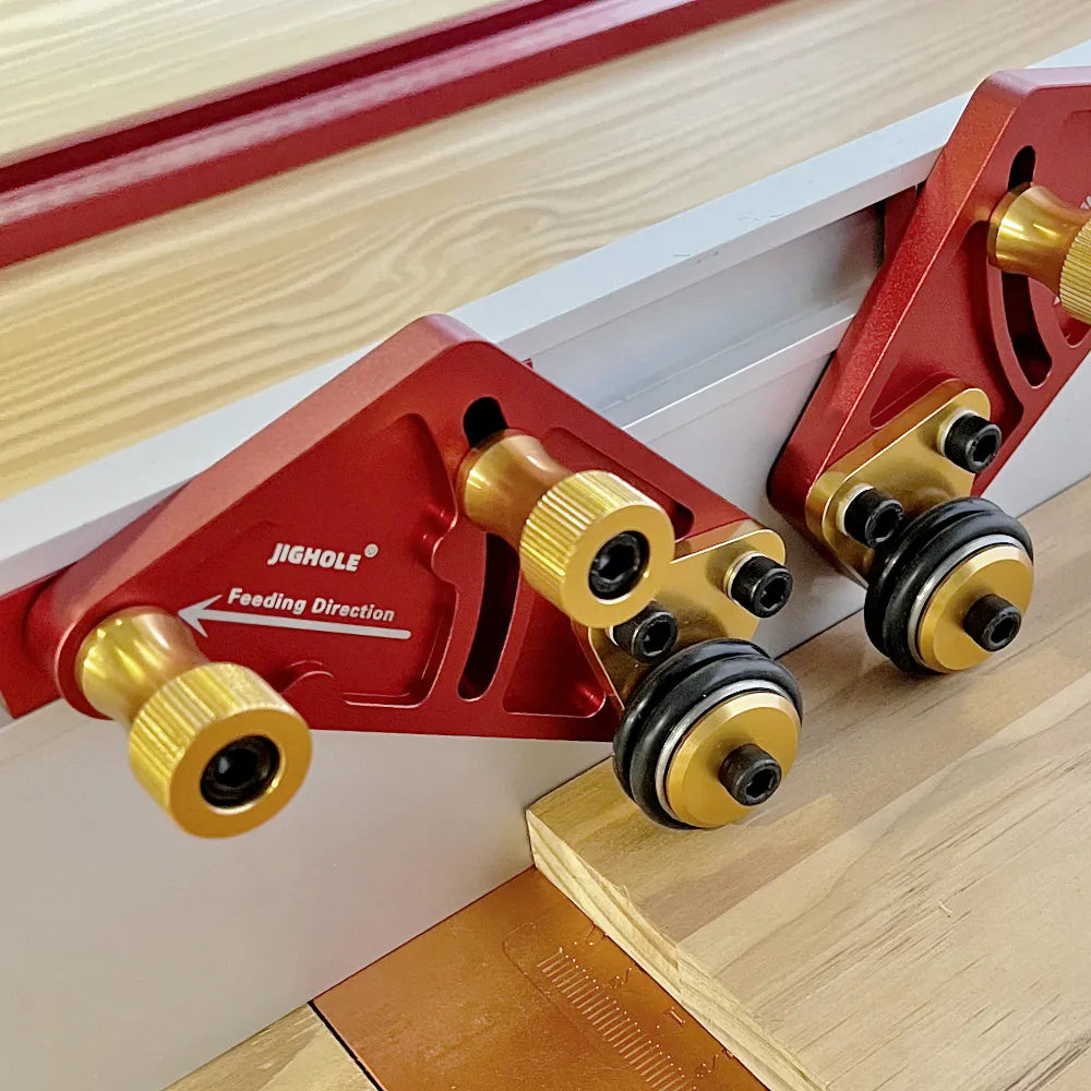 1 Pair Bearing Roller Feeder, Upgraded Aluminum Alloy Feather Loc Board, Table Saw Feeding Safety Propelling Auxiliary Tool