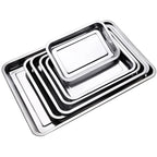 Stainless Steel Barbecue Tea Storage Serving Trays Rectangle Steamed Rice Sausage Plate Grill Meat Restaurant Metal Utensils