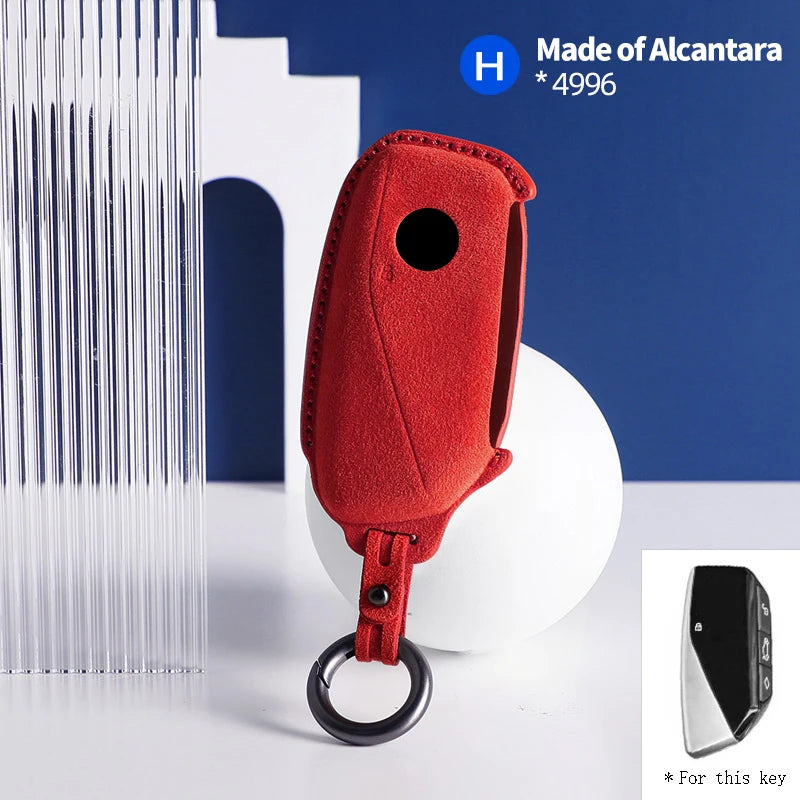 Alcantara Car Key Fob Cover Case for BMW 7 Series 735i 740Li i7 X7 X1 U11 G07 LCI XM