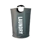 Extra-Large Waterproof Foldable Laundry Basket Hamper with Padded Handle, Grey