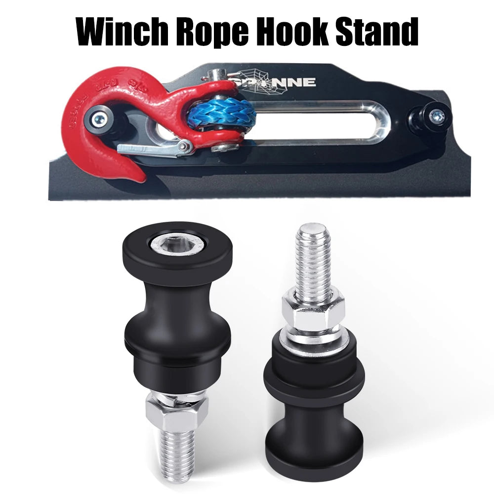 Half-Linked Winch Hook For 3/8 1/2 Clevis Slip Aluminum Alloy Car Winch Rope Hook Stand Steel 10" Bolt Mount Black