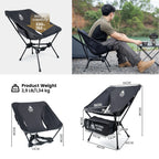 OneTigris Tigerblade Foldable Camping Chairs Lightweight Folding Chair Backpacking Moon Chairs for Travel Beach Fishing Relaxing