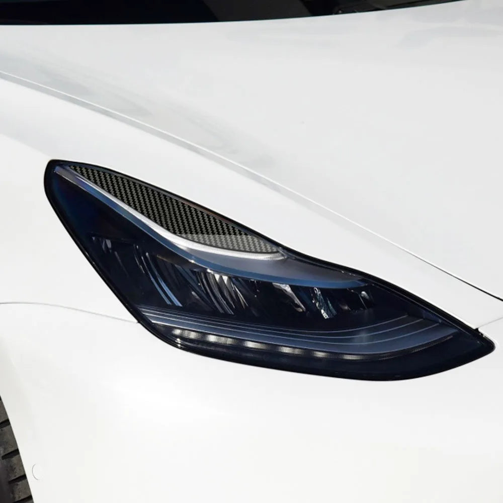 Car Front Headlight Eyebrow Eyelid Lid Trim Lamp Cover Sticker for Tesla Model 3 Model Y 2017-2023 ABS Car Styling Accessories