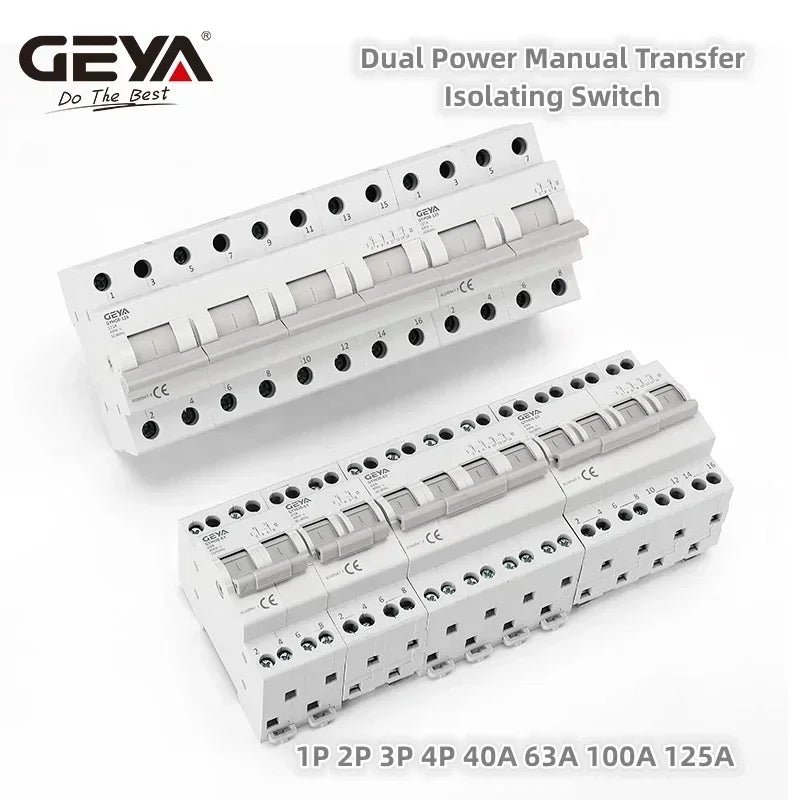 GEYA GYHO8 MTS 63A Dual Power Manual Conversion Isolating Switch Interlock Circuit Breaker AC Isotator 1P 2P 3P 4P
